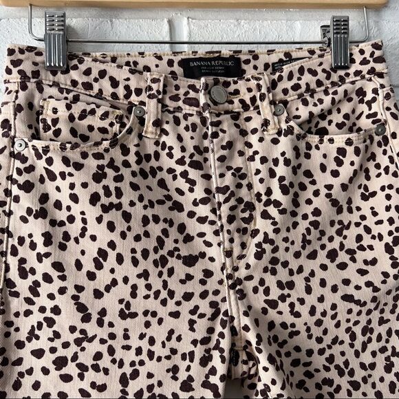 Banana Republic High Rise Skinny Brown Beige Animal Print Skinny Jeans 25p - Picture 5 of 12